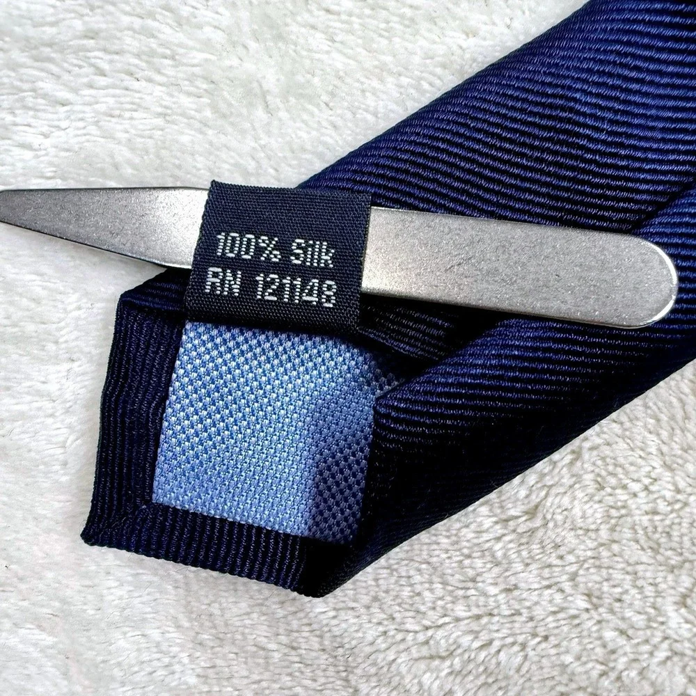 Tommy Hilfiger Blue Orange Geometric 100%‎ Silk Necktie